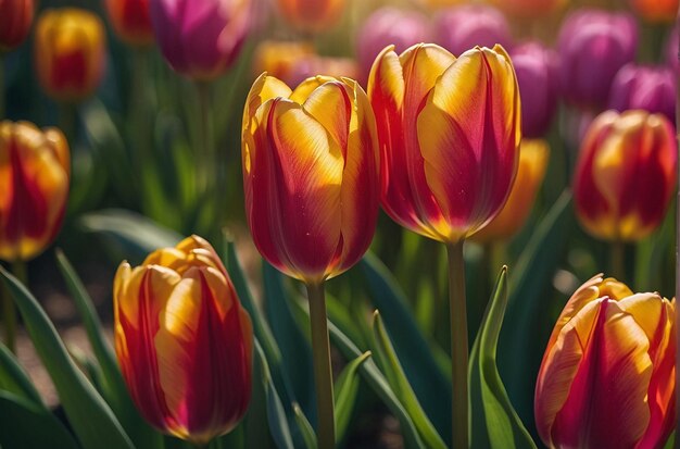 Photo tulip radiance illuminating sprin