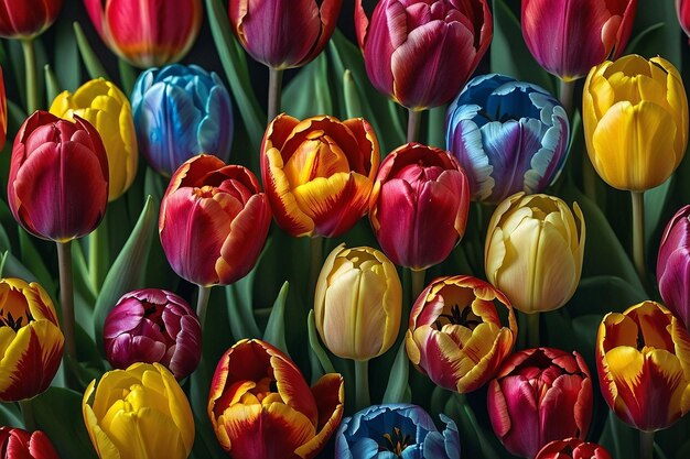 Tulips arranged i