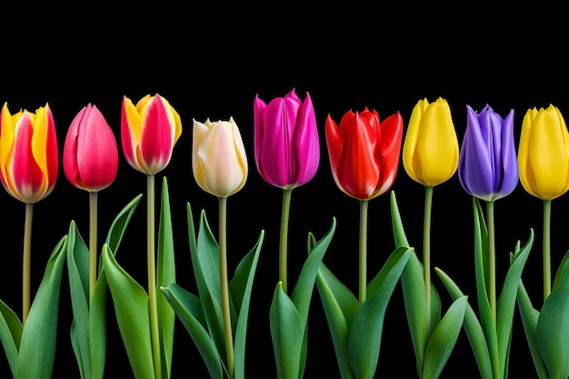 Photo tulips arranged in various patterns or shapes