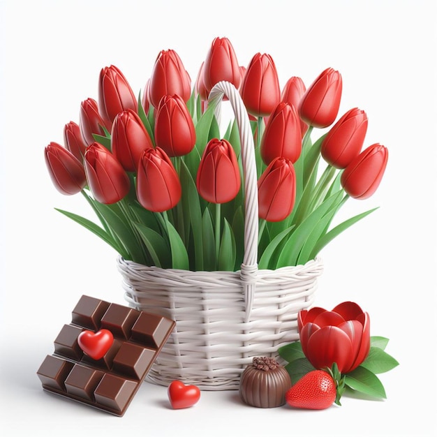 Tulips in a basket love romance Happy Spring Festival