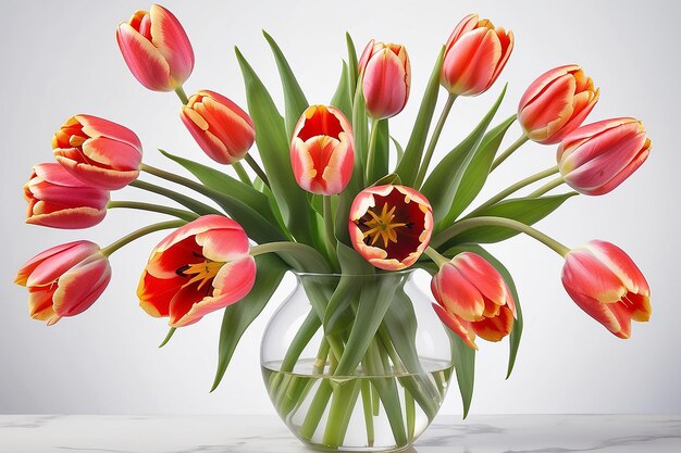 Tulips and blank message isolated on white