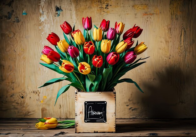 Photo tulips bouquet background mothers day