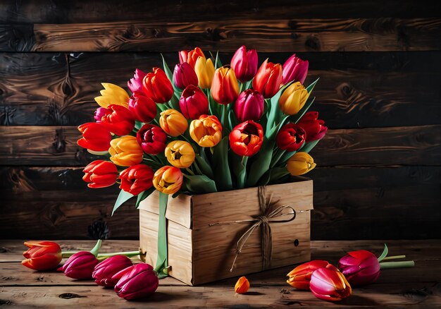 Photo tulips bouquet background mothers day