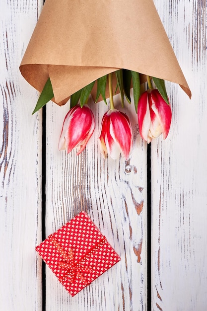 Tulips and box Perfect holiday gift for woman