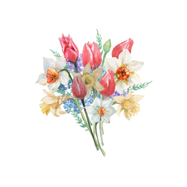 Bouquet di fiori di tulipani e narcisi