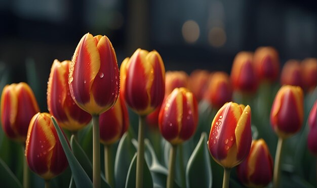 Tulips a field of blooming tulip flowers