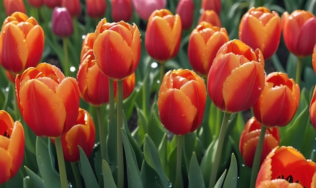 Tulips a field of blooming tulip flowers