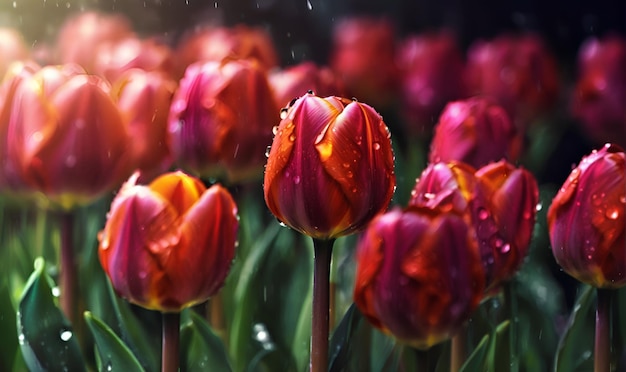 Tulips a field of blooming tulip flowers