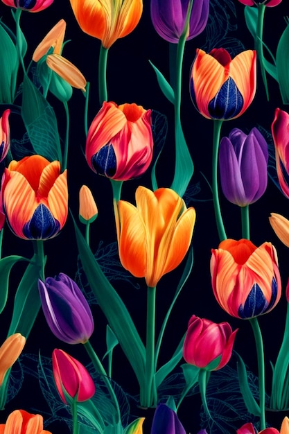 TULIPS FLOWER SEAMLESS PATTERN