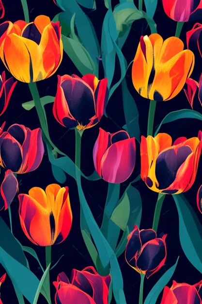 TULIPS FLOWER SEAMLESS PATTERN