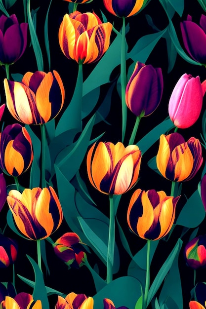 TULIPS FLOWER SEAMLESS PATTERN