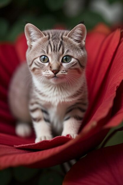 Tulips in picnic basket and cat