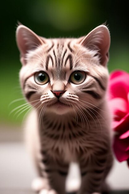 Photo tulips in picnic basket and cat