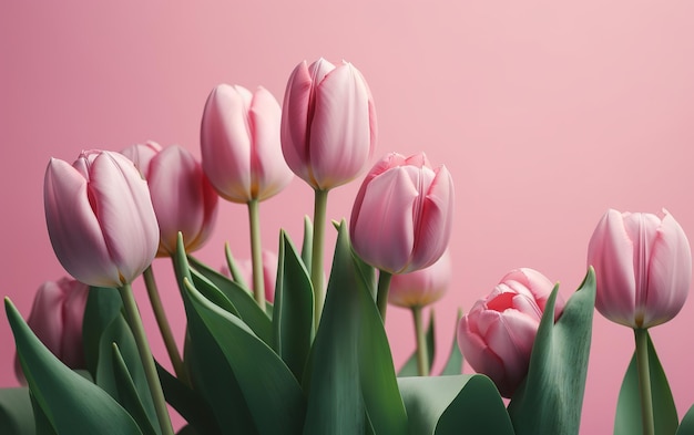 tulips on pink pastel background