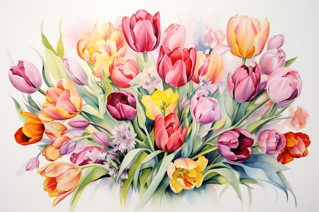 Tulips and tulips in a vase by person