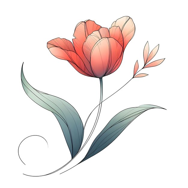 tulips on white background Spring floral Watercolor botanical illustration