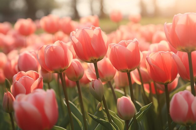 Tulips with a bokeh panorama