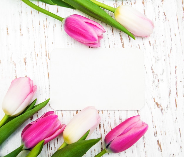 Tulips with a card