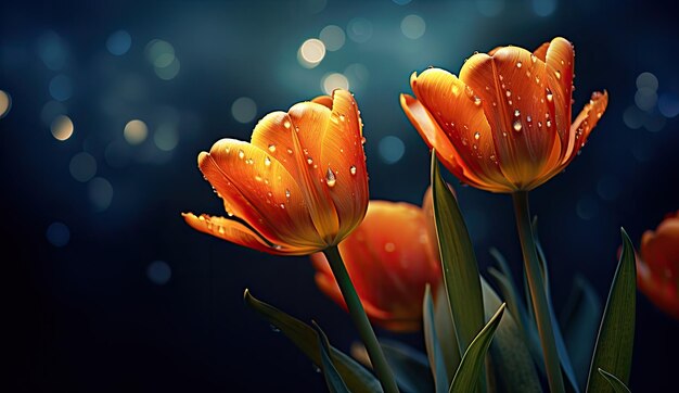 Foto tulipi con gocce di pioggia