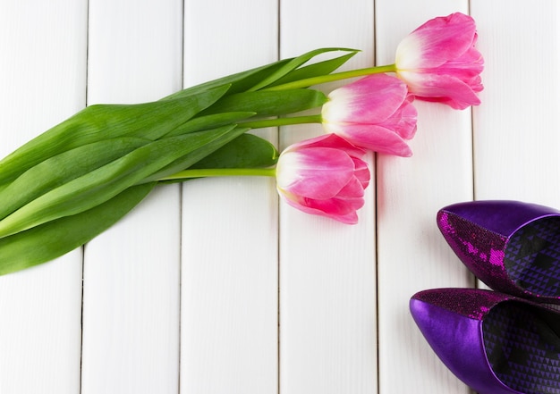 Tulips with women's shoes