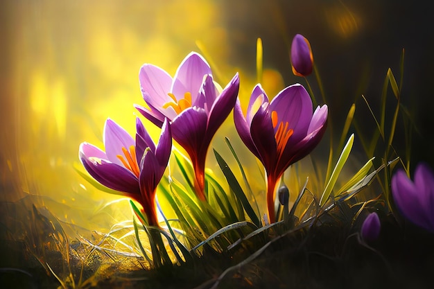 Tulpen fruhling sonne licht saison banner Generative Ai