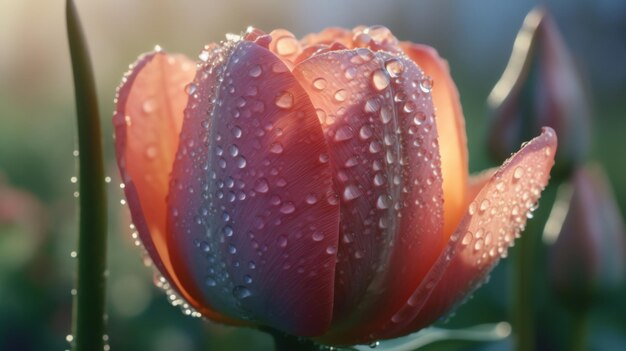 Tulpen in de ochtenddauw.