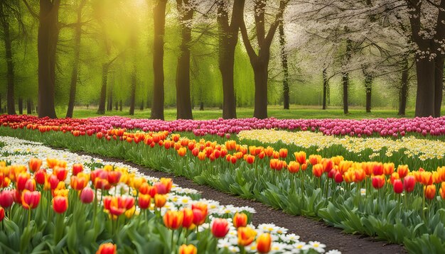 tulpen in een veld van tulpen