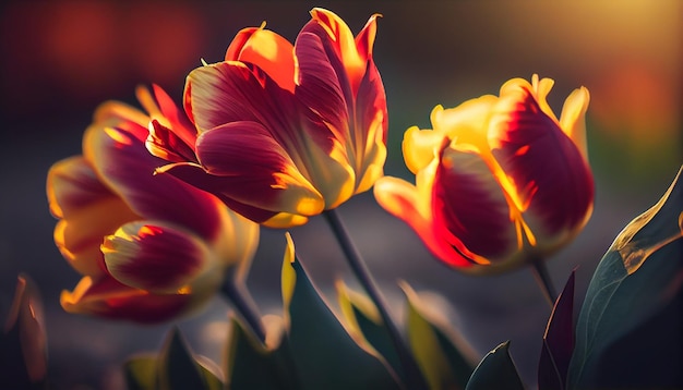 Tulpen Mooi boeket tulpen kleurrijke tulpen tulpen in de lentekleurrijke tulpgeneratieve ai