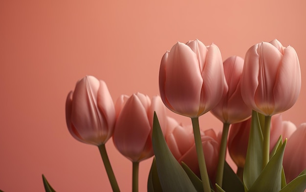 tulpen op roze pastel achtergrond