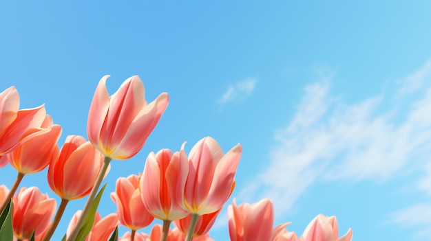 Tulpen tegen de blauwe lucht