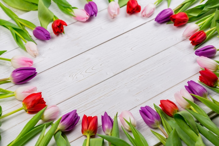 Foto tulpen vormen frame