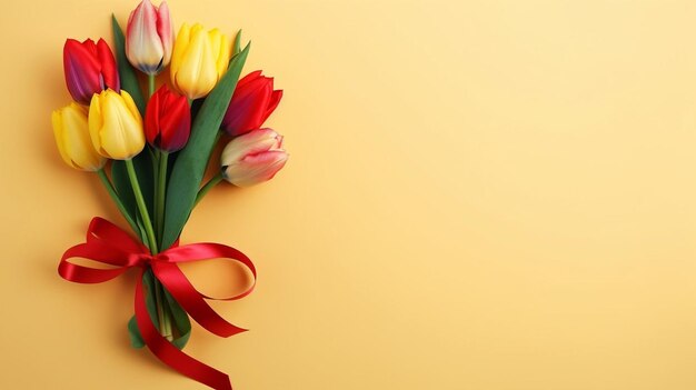 Tulpenbloemen op gele achtergrond