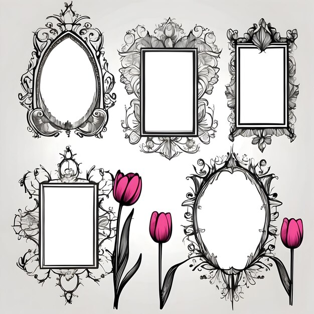 Foto tulpenkrans illustratie bloemenkransontwerp kleurrijke tulpendecoratie lentekrans grafisch e