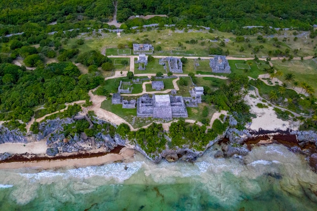 Tulum maya ruïneert luchtfoto panorama