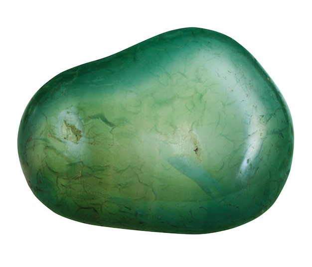 Tumbled green agate mineral gemstone