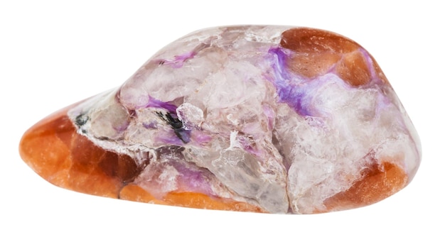 Tumbled violet Charoite on brown Tinaksite stone