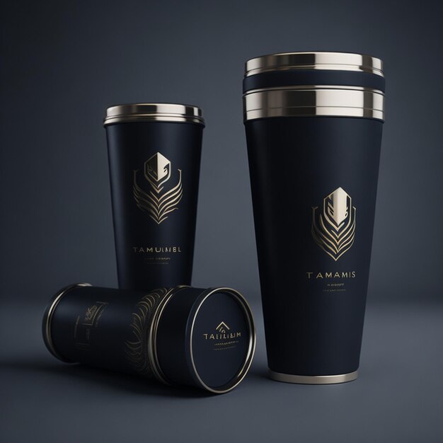 Foto tumbler con mockup del logo di lusso della tazza