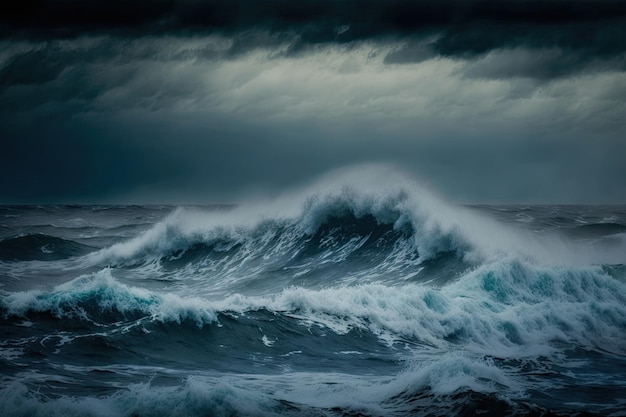 Tumultueuze golven in de Stille Oceaan heel koel