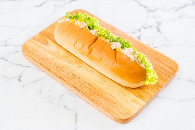 tuna corn salad hotdog