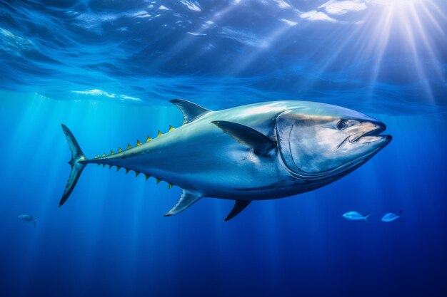 Tuna Fish Roaming the Deep Blue