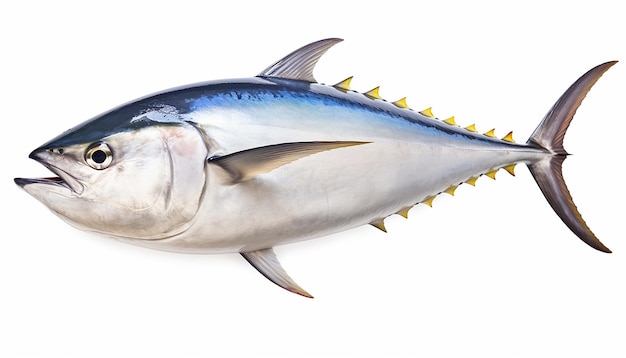 Photo tuna fish in side view isolated