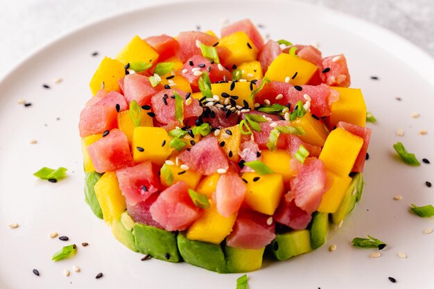 Tuna mango avocado salad tartare