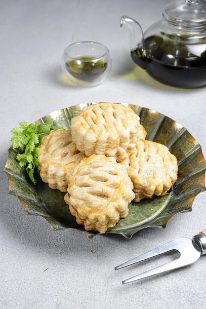 Tuna puff pastry or pie of puff pastry with tuna