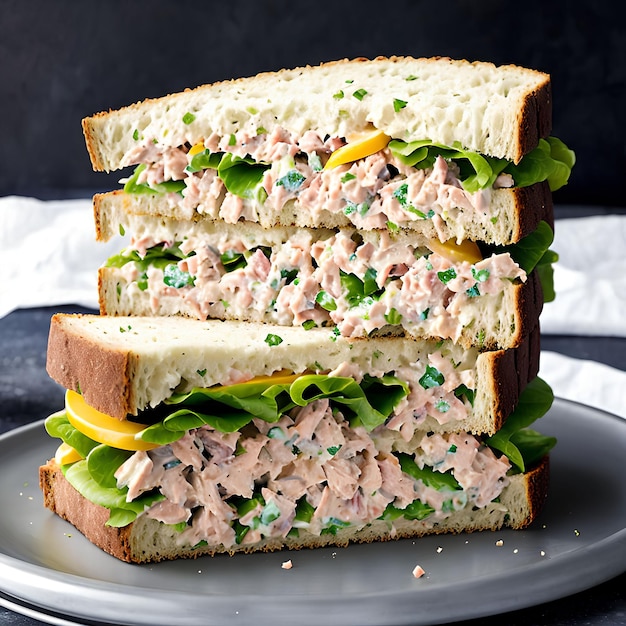 Photo tuna salad sandwich generative art by ai