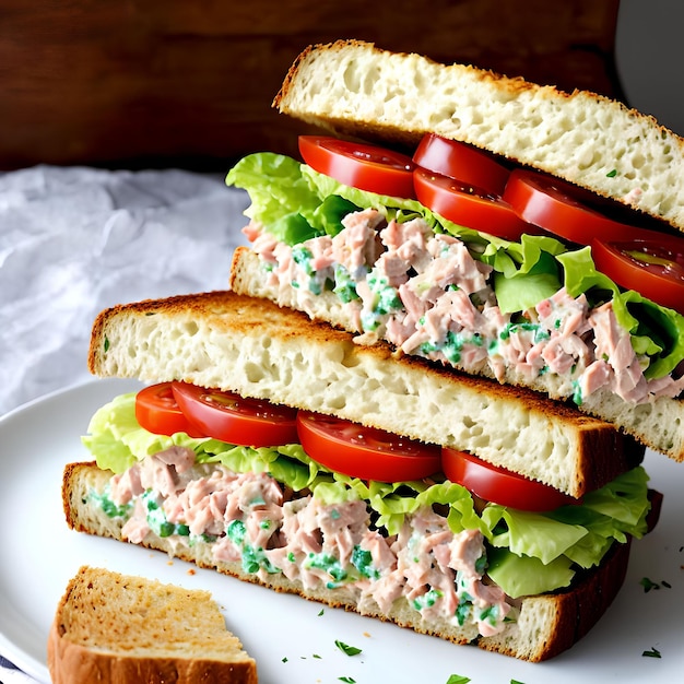 Photo tuna salad sandwich generative art by ai