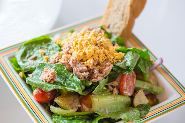 Tuna salad with vegetables and greens Healthy food