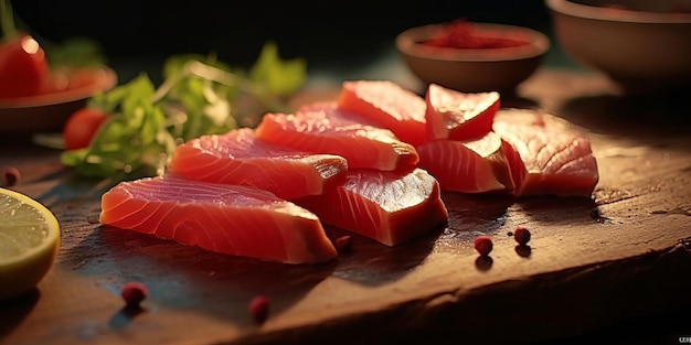 tuna sashimi black background stock photo