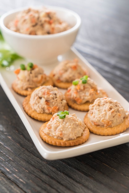 tuna spread with cracker