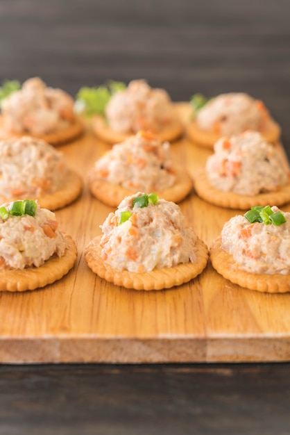 tuna spread with cracker