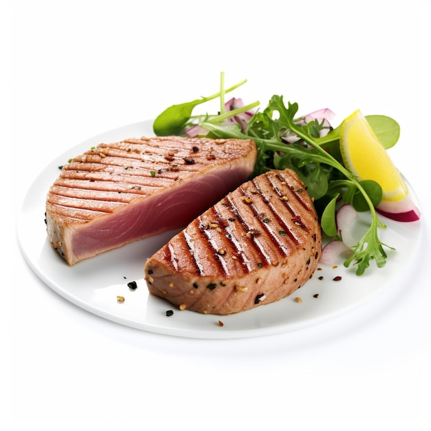 Tuna Steak with white background high quality ultra